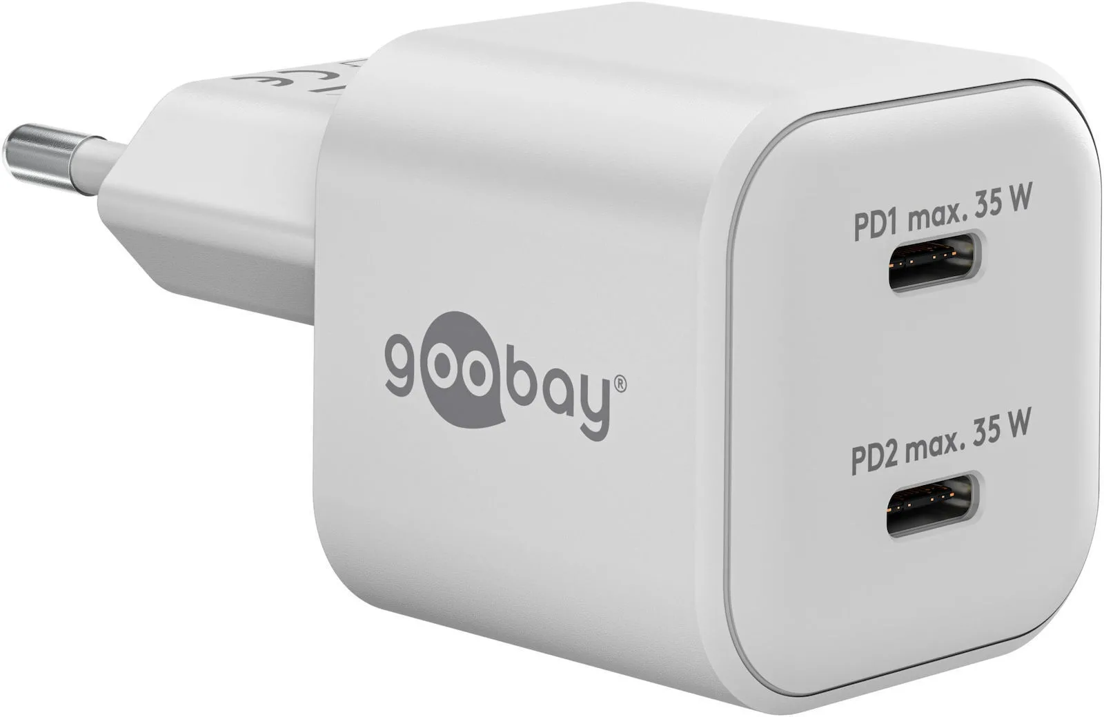 Goobay Φορτιστής Χωρίς Καλώδιο GaN με 2 Θύρες USB-C 35W Power Delivery Λευκός (75334) - Image 1
