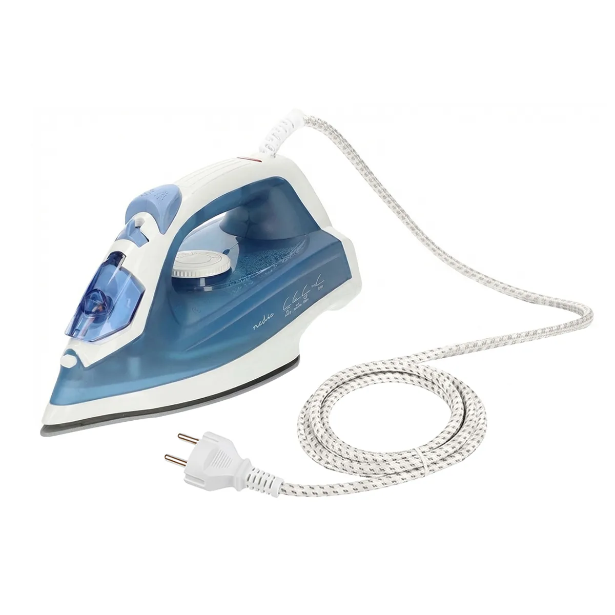 Nedis Steam Iron 2000w Ceramic Soleplate 20 G Min Output 0.2l Tank White Blue - Image 1