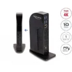 DeLock USB-C Docking Station με HDMI/DisplayPort 4K PD Ethernet 3x HDMI/3x DisplayPort 4K/USB Hub/LAN/SD/Audio/PD 96W Μαύρο (88051)