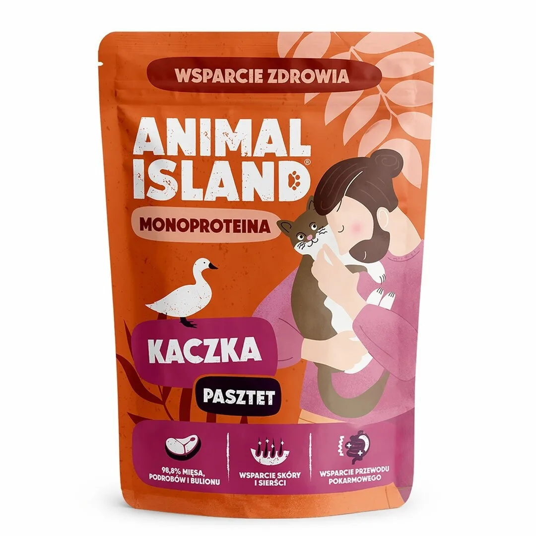 20260602124431_animal_island_ygri_trofi_gia_gates_se_fakelaki_me_papia_100gr.jpeg Animal Island Υγρή Τροφή για Γάτες σε Φακελάκι με Πάπια 100gr - Image 1