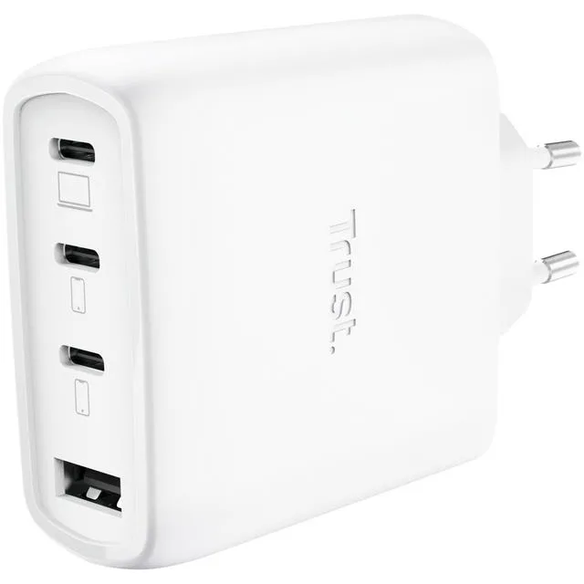 Trust Φορτιστής Χωρίς Καλώδιο GaN με Θύρα USB-A και 3 Θύρες USB-C 65W Λευκός (Maxo) - Image 1