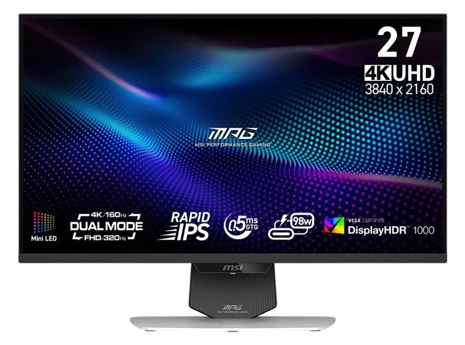 MSI 274URDFW IPS HDR Gaming Monitor 27" 4K 3840x2160 160Hz με Χρόνο Απόκρισης 0.5ms GTG Λευκό - Image 1