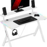 Γραφείο Gaming Ξύλινο White με LED 120x60x70εκ.