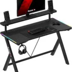 Γραφείο Gaming Hero 1.9 Ξύλινο Black με Μεταλλικά Πόδια & LED 120x60εκ.