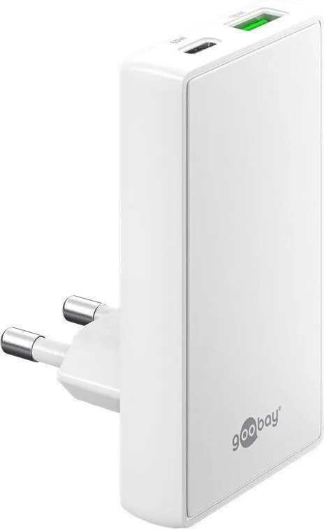 Goobay Φορτιστής Χωρίς Καλώδιο GaN με Θύρα USB-A και Θύρα USB-C 65W Power Delivery Λευκός (75724) - Image 1