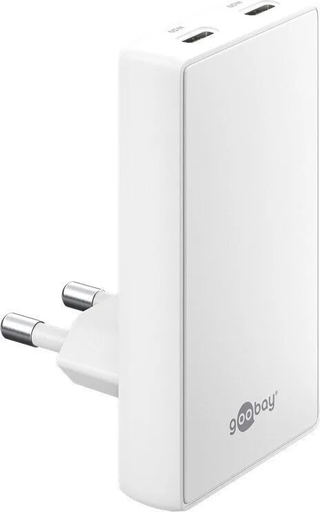 Goobay Φορτιστής Χωρίς Καλώδιο GaN με 2 Θύρες USB-C 65W Power Delivery Λευκός (75726) - Image 1