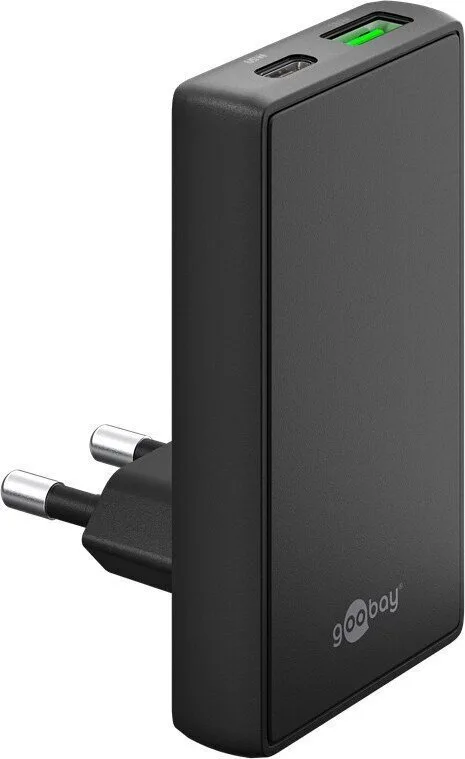 Goobay Φορτιστής Χωρίς Καλώδιο GaN με Θύρα USB-A και Θύρα USB-C 65W Power Delivery Μαύρος (75723) - Image 1