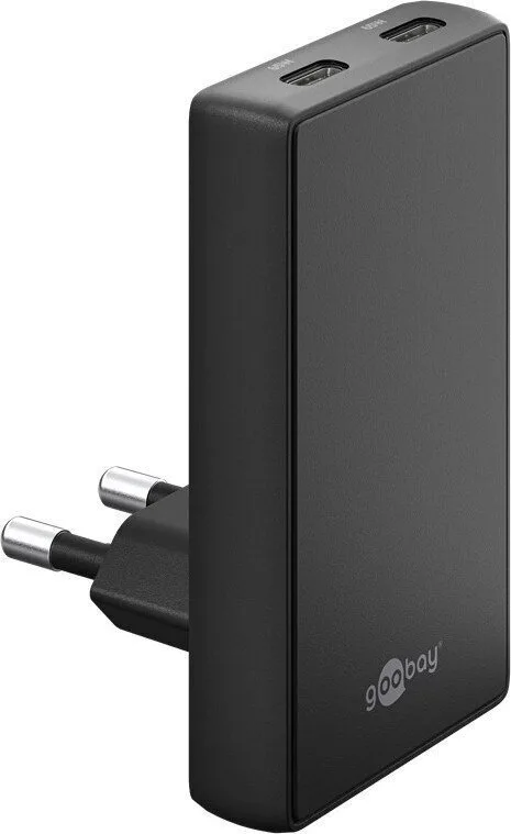 Goobay Φορτιστής Χωρίς Καλώδιο GaN με 2 Θύρες USB-C 65W Power Delivery Μαύρος (75725) - Image 1