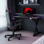 Γραφείο Gaming Hero Ξύλινο Rgb με LED 180x150x70εκ.