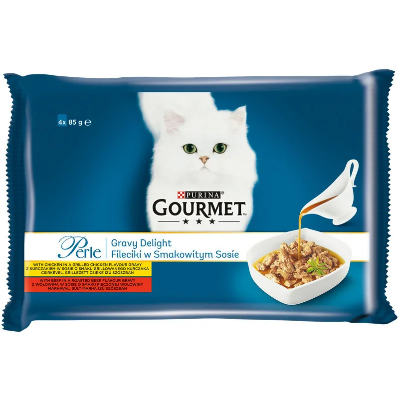 Gourmet Υγρή Τροφή για Ενήλικες Γάτες σε Φακελάκι με Κοτόπουλο, Βοδινό, Κρέας και Ψάρια 4x85gr - Image 1