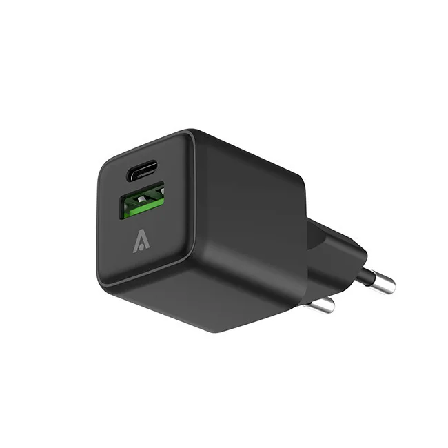 Alkaya Φορτιστής Χωρίς Καλώδιο GaN με Θύρα USB-A και Θύρα USB-C 20W Power Delivery Μαύρος (NEXUS) - Image 1