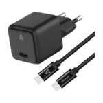 Alkaya Φορτιστής GaN με Θύρα USB-C και Καλώδιο USB-C - USB-C 20W Power Delivery Μαύρος (NEXUS)