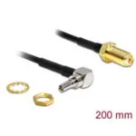 Delock Antenna Adapter Sma Jack Bulkhead To Crc-9 90 Degrees Plug 200 Mm 88466