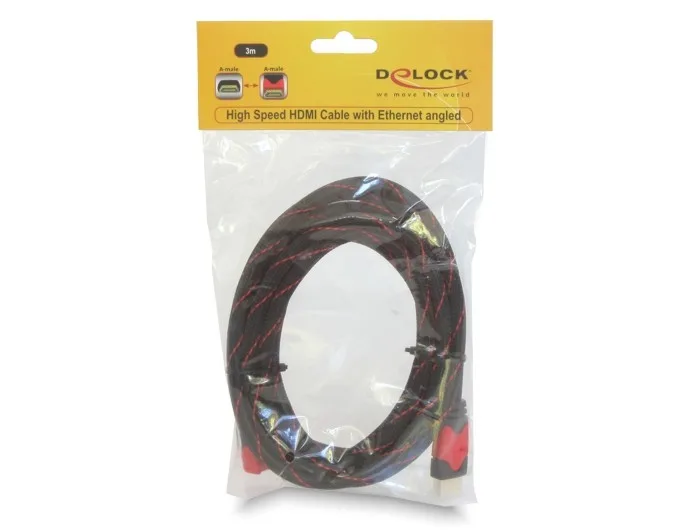 edcbf01dbf477fc1f08ffbbf96034585.jpg DeLock 82687 HDMI 2.0 Premium High Speed 4K 60Hz HDR Angle (90°) Cable HDMI male - HDMI male 3m Μαύρο 82687 - Image 1