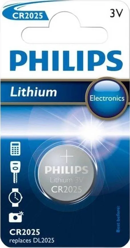 20160622134256_philips_lithium_cr2025_1tmch.jpeg Philips Μπαταρία Λιθίου Ρολογιών CR2025 3V 1τμχ - Image 1
