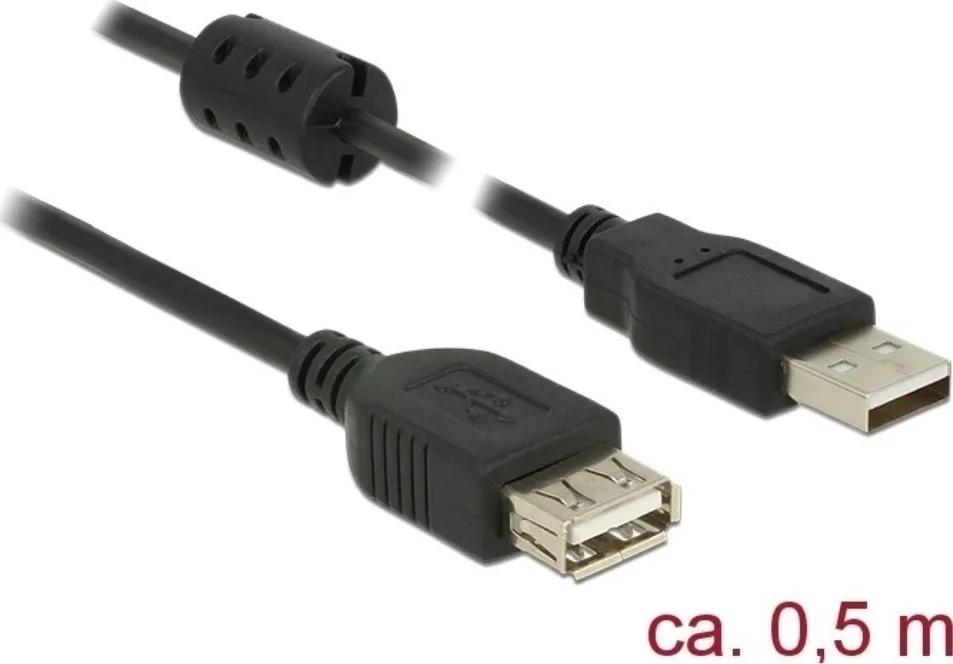 20171211115853_delock_usb_2_0_cable_usb_a_male_usb_a_female_0_5m_84882.jpeg DeLock USB 2.0 Cable USB-A male - USB-A female 0.5m (84882) - Image 1