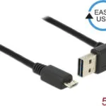 DeLock Angle (90°) / Regular USB 2.0 to micro USB Cable Μαύρο 5m (83538) 1τμχ