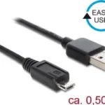DeLock Regular USB 2.0 to micro USB Cable Μαύρο 0.5m 85156 1τμχ