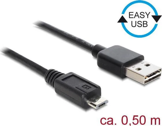 20181003111232_delock_regular_usb_2_0_to_micro_usb_cable_mayro_0_5m_85156.jpeg DeLock Regular USB 2.0 to micro USB Cable Μαύρο 0.5m 85156 1τμχ - Image 1