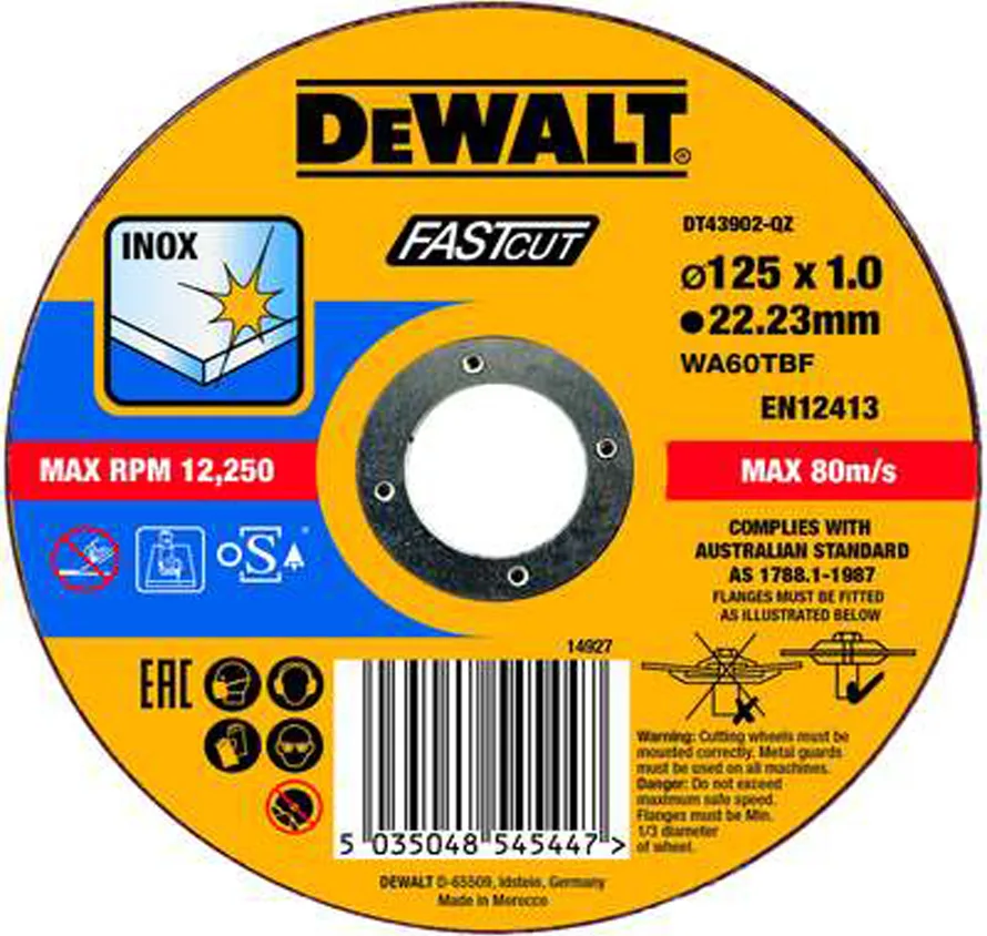 20190603155051_dewalt_diskos_ypsilon_epidoseon_125mm_dt43902_1tmch.jpeg Dewalt Δίσκος Κοπής Μετάλλου 125mm DT43902 - Image 1