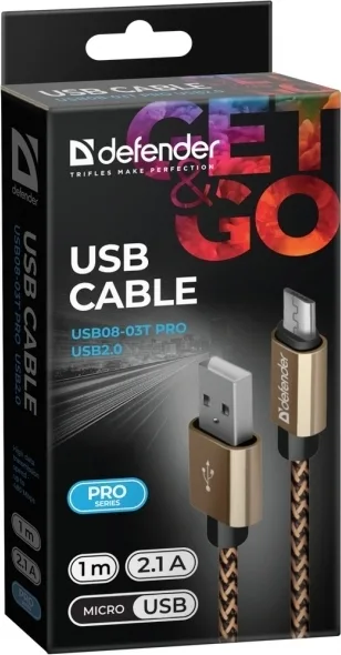 20200720131740_defender_braided_usb_2_0_to_micro_usb_cable_chryso_1m_87800.jpeg Defender Braided USB 2.0 to micro USB Cable Χρυσό 1m (87800) - Image 1