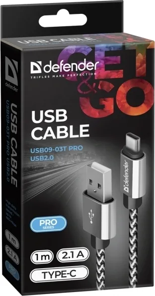 20200720135908_defender_pro_braided_usb_2_0_cable_usb_c_male_usb_a_male_asimi_1m_87815.jpeg Defender Pro Braided USB 2.0 Cable USB-C male - USB-A Ασημί 1m 87815 - Image 1