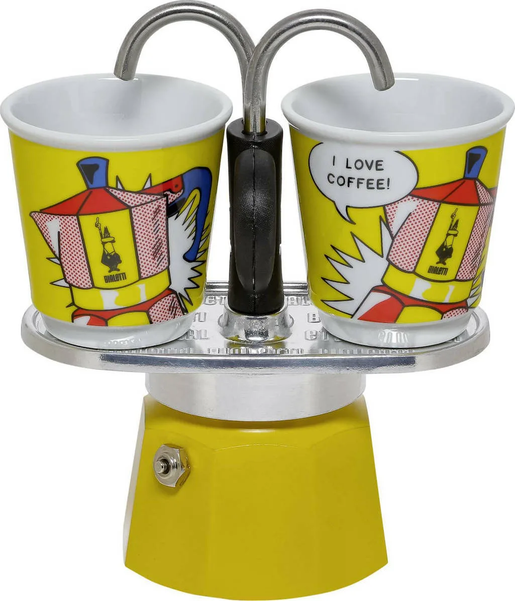 20200921161145_bialetti_mini_express_set_lichtenstein_2cups.jpeg Bialetti Mini Express Set Lichtenstein Μπρίκι Espresso 2cups Κίτρινο 0001405 - Image 1