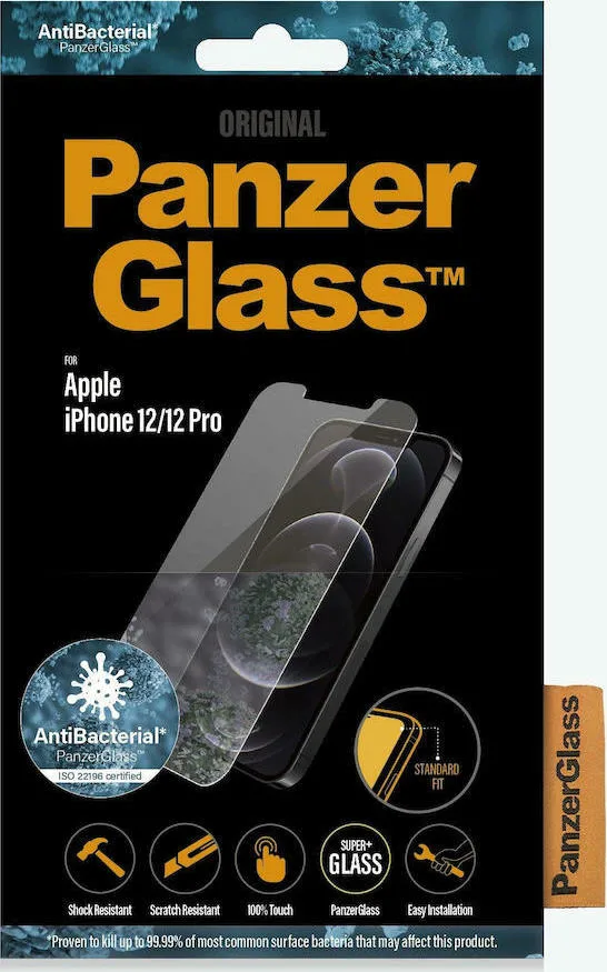 20210302114516_panzerglass_standard_fit_tempered_glass_anti_bacterial_iphone_12_12_pro.jpeg PanzerGlass Standard Fit Antibacterial Tempered Glass (iPhone 12 / 12 Pro) 2708 - Image 1