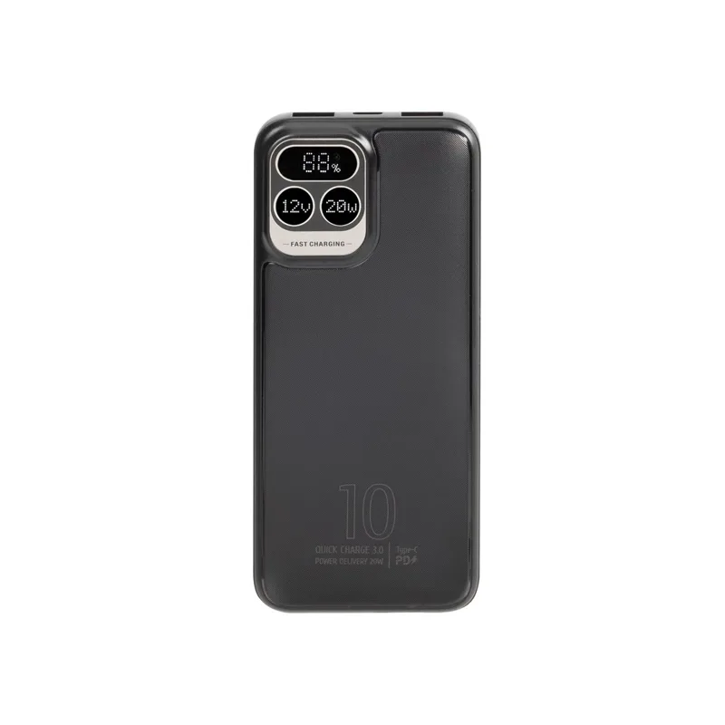 Rivacase Power Bank 10000mAh 20W με 2 Θύρες USB-A και Θύρα USB-C Power Delivery / Quick Charge 3.0 Μαύρο - Image 1