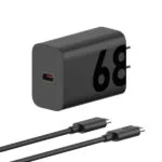 Motorola Φορτιστής GaN με Θύρα USB-C και Καλώδιο USB-C - USB-C 68W Μαύρος (TurboPower)