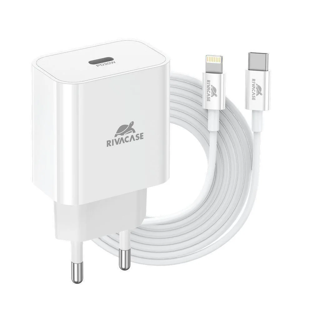 20241211155519_rivacase_fortistis_me_thyra_usb_c_kai_kalodio_usb_c_lightning_20w_power_delivery_leykos_ps4101.jpeg Rivacase Φορτιστής με Θύρα USB-C και Καλώδιο USB-C - Lightning 20W Power Delivery Λευκός (PS4101) - Image 1