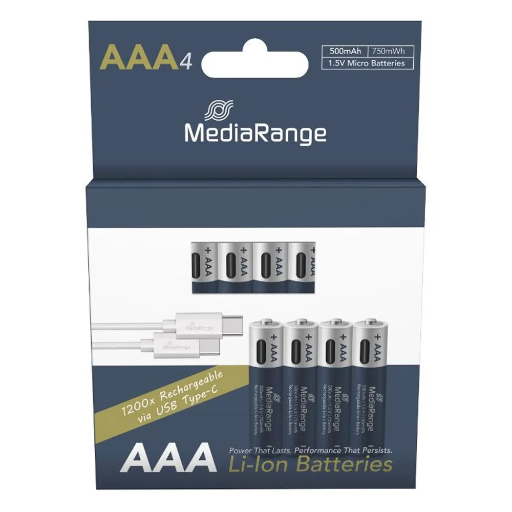 20250207121023_mediarange_epanafortizomenes_mpataries_aaa_li_ion_500mah_1_5v_4tmch.jpeg MediaRange Επαναφορτιζόμενες Μπαταρίες AAA Li-ion 500mAh 1.5V 4τμχ - Image 1