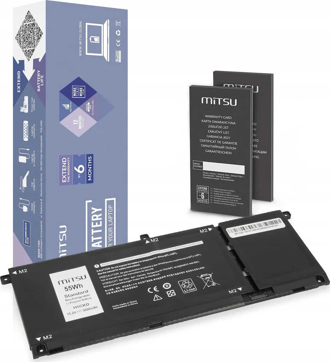 Mitsu Battery Dell Latitude 15 3510 Inspiron 13 7306 15.2v - Image 1