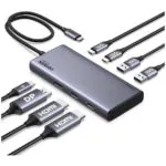 Ugreen CM639 USB-C Docking Station με HDMI/DisplayPort 4K PD και σύνδεση 3 Οθονών Γκρι