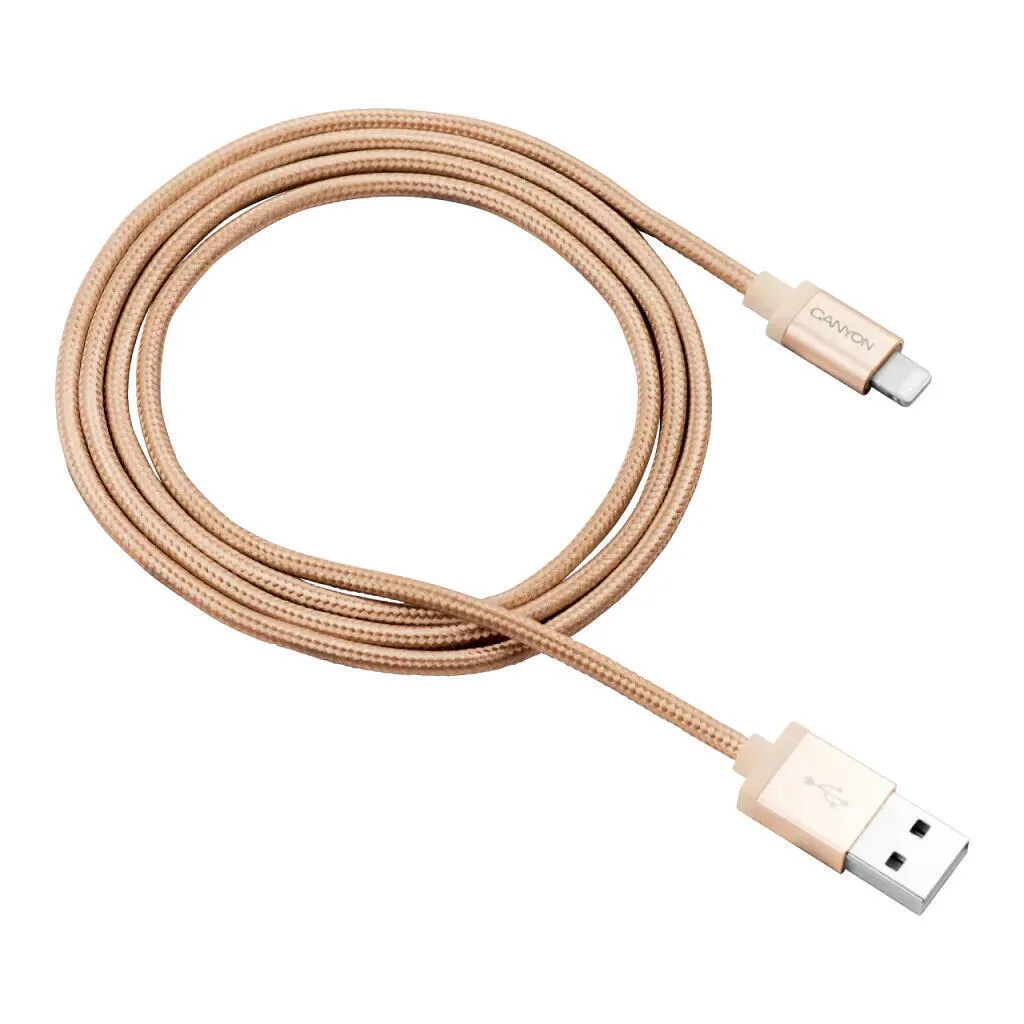 20250403103618_canyon_braided_usb_a_to_lightning_cable_chryso_1m_cns_mfic3go.jpeg Canyon Braided USB-A to Lightning Cable 12W Χρυσό 1m CNS-MFIC3GO - Image 1