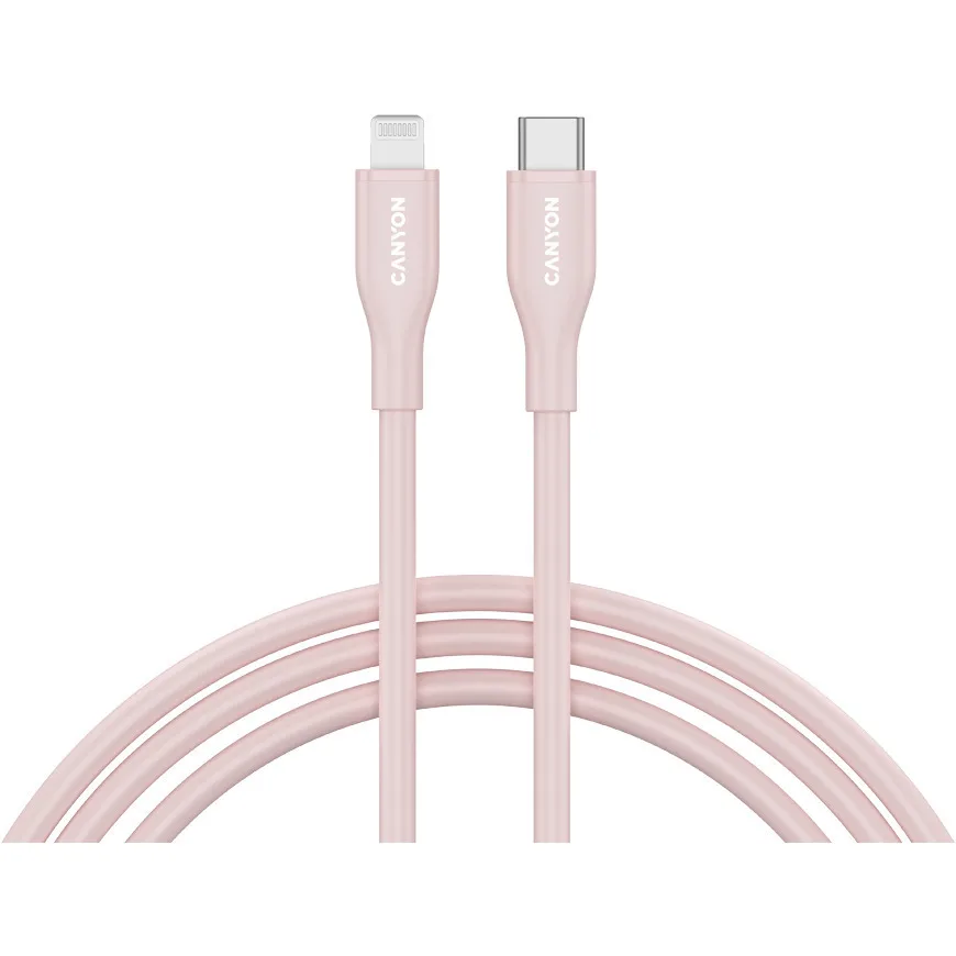 Canyon USB-C to Lightning Cable 60W Ροζ 1m (CNS-CLNM60SC10PS) - Image 1