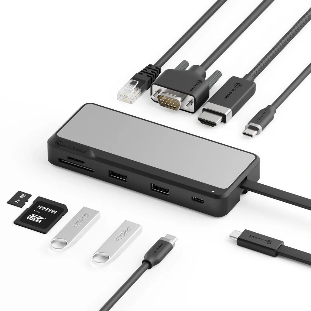 20250728142317_d4212ab1.jpeg Alogic Fusion USB-C Docking Station με HDMI Ethernet και σύνδεση 2 Οθονών Ασημί - Image 1