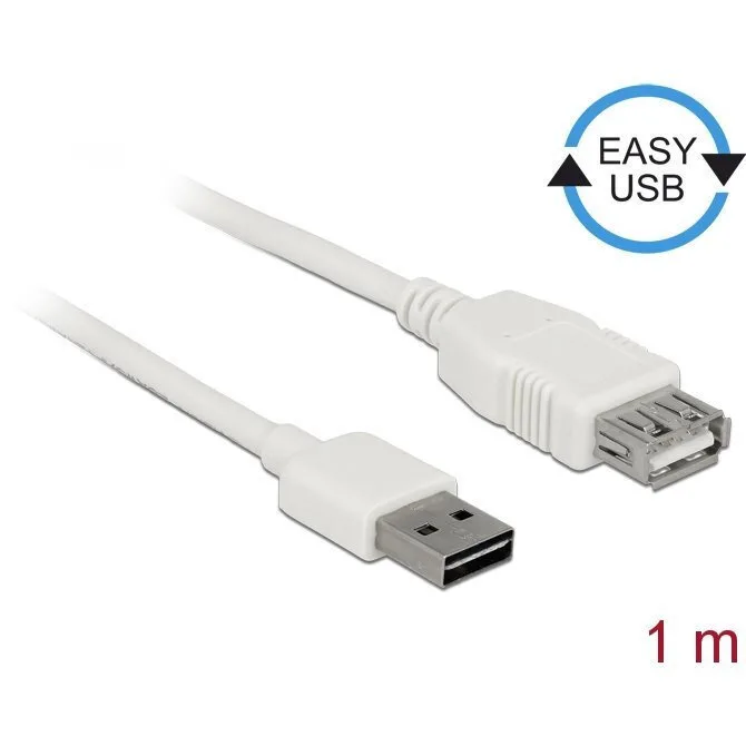 20250902162353_delock_usb_2_0_cable_usb_a_male_leyko_1m_85199.jpeg DeLock USB 2.0 Cable USB-A male - Λευκό 1m 85199 - Image 1