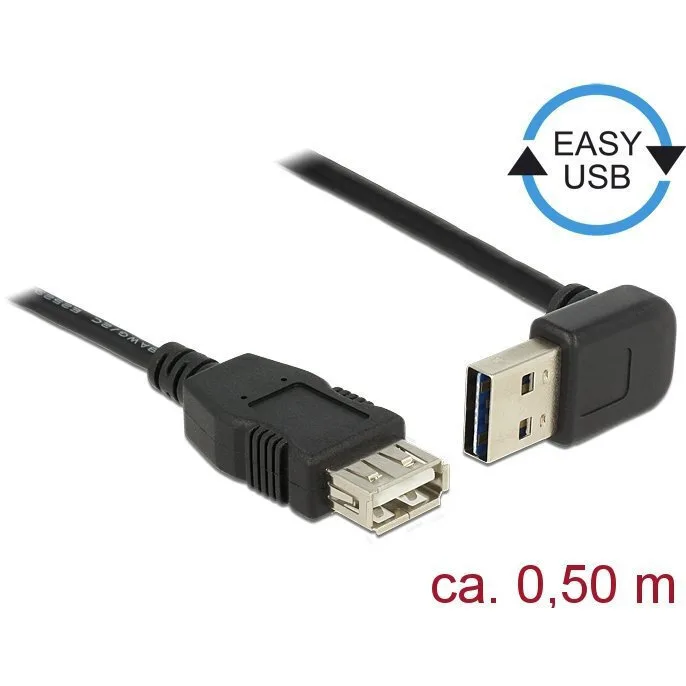 20250902162356_delock_usb_2_0_cable_usb_a_male_mayro_0_5m_85185.jpeg DeLock USB 2.0 Cable USB-A male - Μαύρο 0.5m 85185 - Image 1