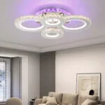 Alista Home Πλαφονιέρα Οροφής 45εκ. Ασημί με Ενσωματωμένο LED και Κρύσταλλα και Τηλεχειριστήριο AT1CT-IM1P-HT2L-LT075/4