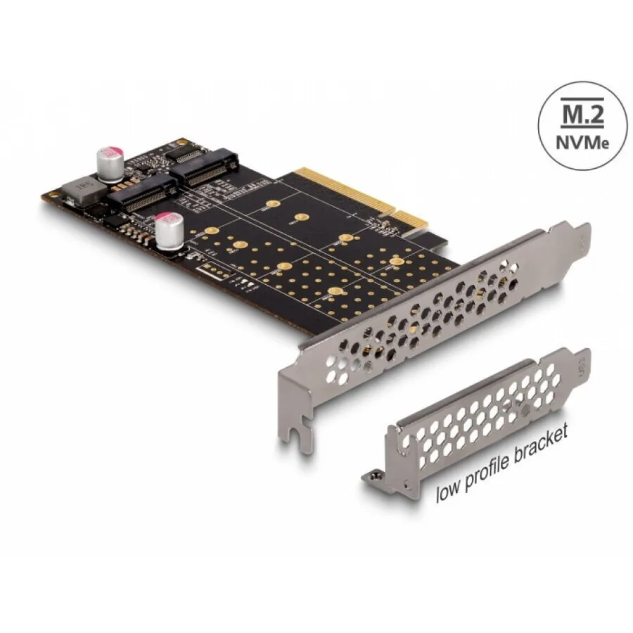 20250923095144_delock_pci_express_to_2_x_nvme_m_2_key_m_bifurcation_lpff_delock_89837.jpeg Delock Pci Express To 2 X Nvme M.2 Key M Bifurcation Lpff Delock 89837 - Image 1