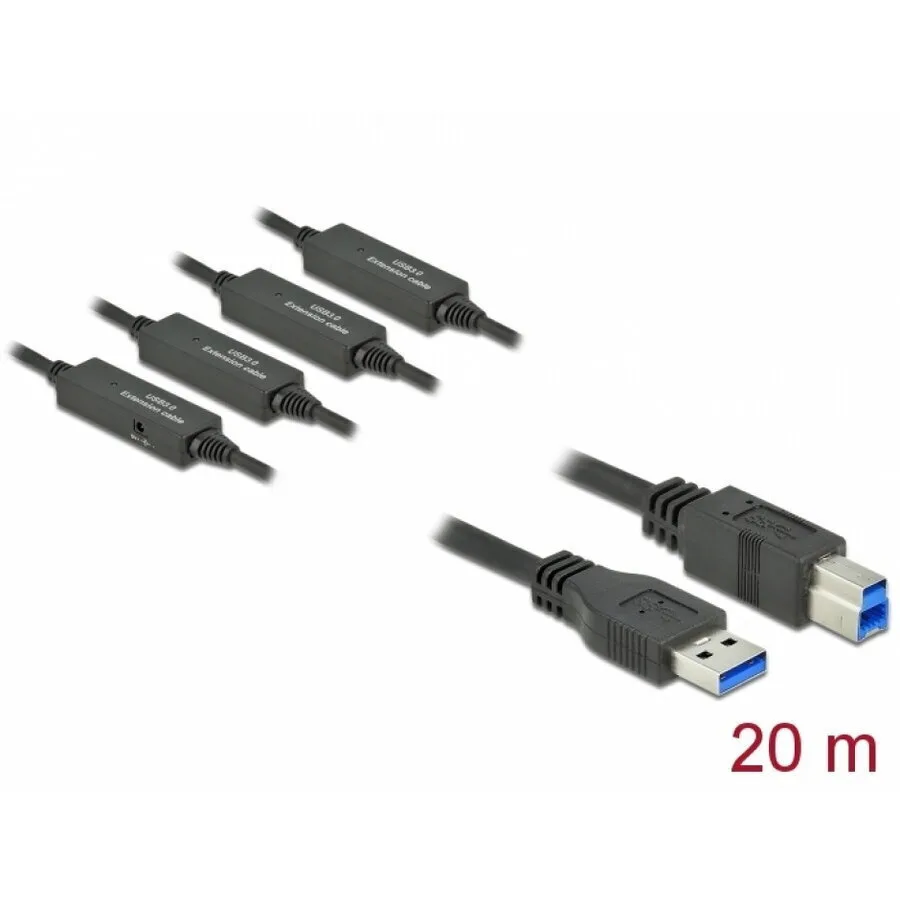 20250923130915_delock_usb_3_2_gen_1_a_to_usb_b_active_t_t_cable_20m_black_delock_85382.jpeg Delock Usb 3.2 Gen 1-a To Usb-b Active T-t Cable 20m Black Delock 85382 - Image 1