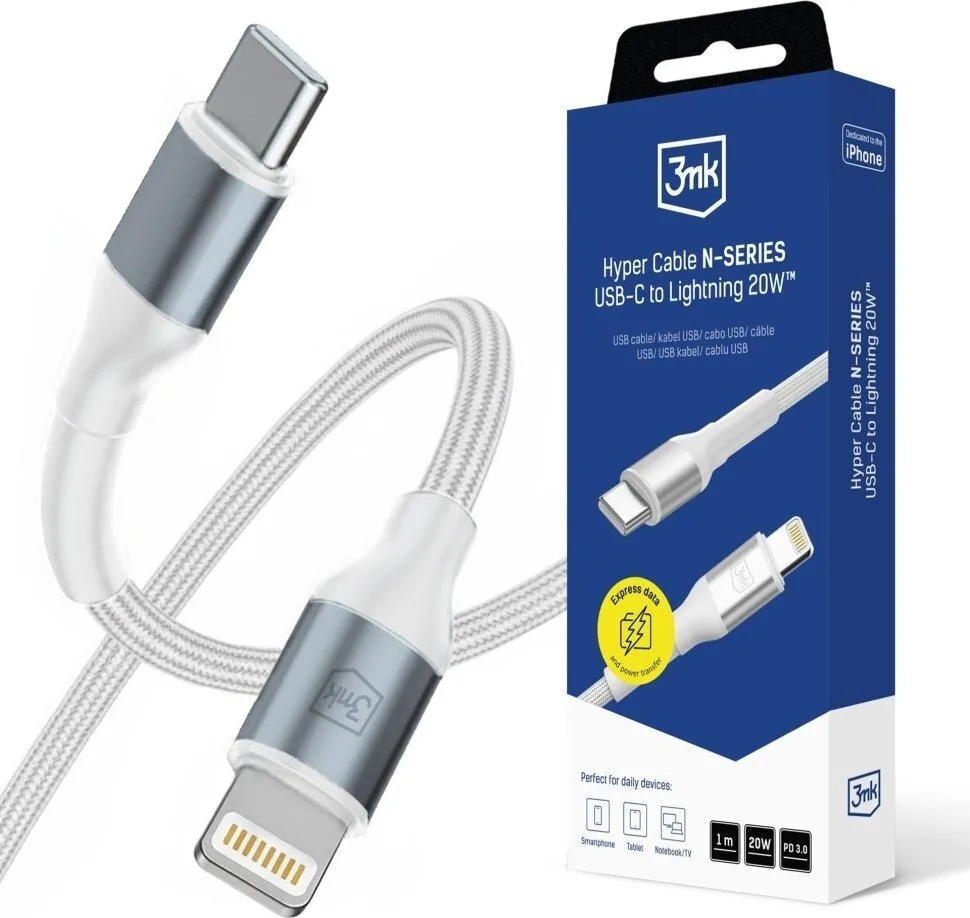 20251023104920_3mk_usb_c_to_lightning_cable_20w_leyko_1m.jpeg 3MK USB-C to Lightning Cable 20W Λευκό 1m - Image 1