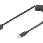 Digitus Spiral USB 2.0 Cable USB-C male - USB-A 60W PD Μαύρο 1m AK-300430-006-S
