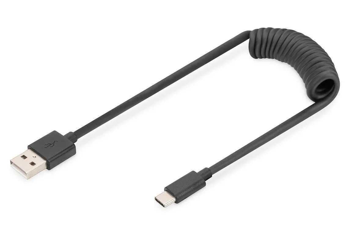 20251106124942_digitus_spiral_usb_2_0_cable_usb_c_male_usb_a_60w_mayro_1m_ak_300430_006_s.jpeg Digitus Spiral USB 2.0 Cable USB-C male - USB-A 60W PD Μαύρο 1m AK-300430-006-S - Image 1