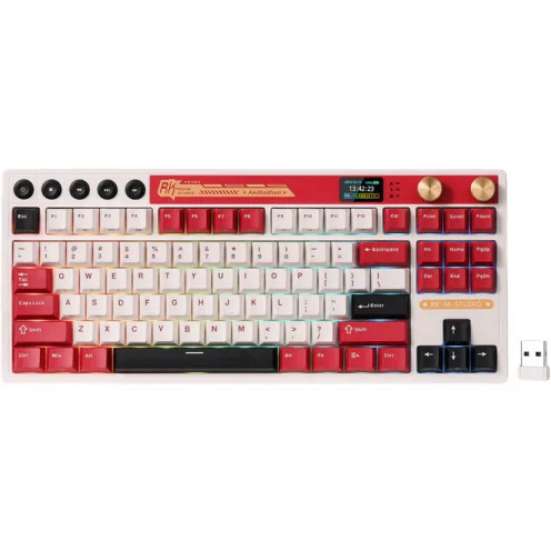 Royal Kludge RK M87 Ασύρματο Gaming Μηχανικό Πληκτρολόγιο 75% με Custom Cream διακόπτες και RGB φωτισμό (Αγγλικό US) Κόκκινο - Image 1