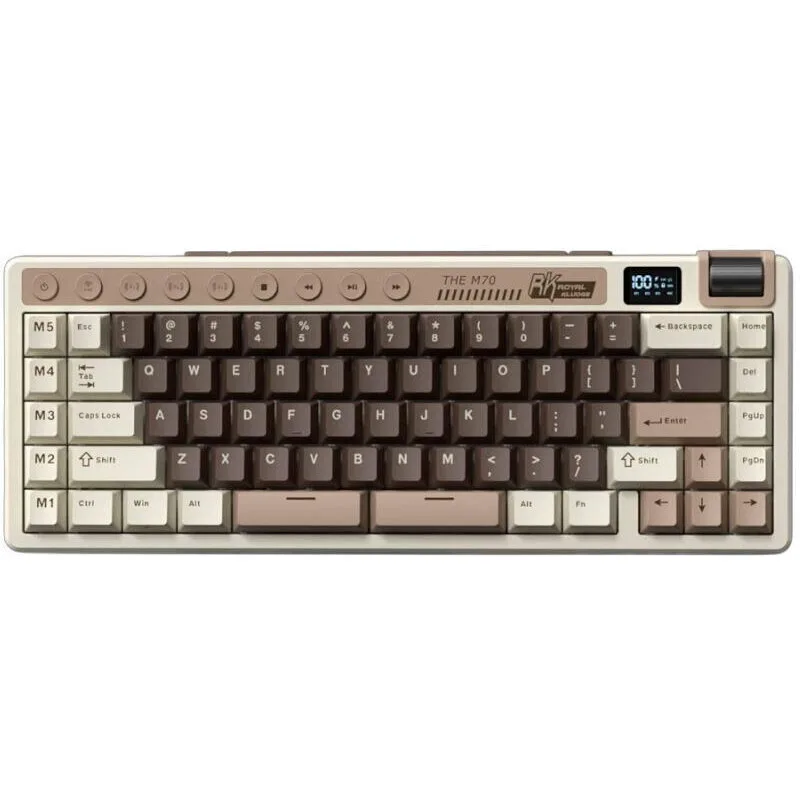 Royal Kludge RK M70 Ασύρματο Gaming Μηχανικό Πληκτρολόγιο 75% με Custom Cream διακόπτες και RGB φωτισμό (Αγγλικό US) Καφέ - Image 1