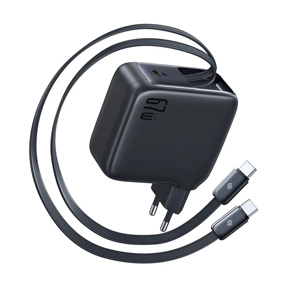 Baseus Φορτιστής με Ενσωματωμένο Καλώδιο με Θύρα USB-C USB-C 67W Power Delivery Μαύρος (EnerCore CJ21) - Image 1