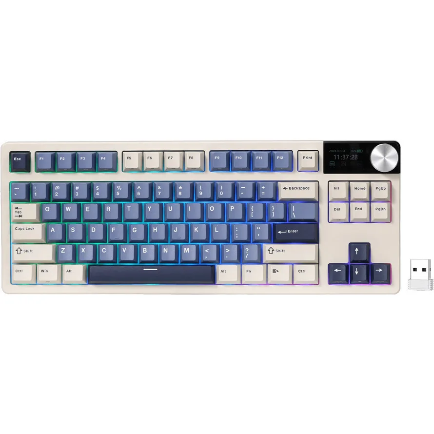 Royal Kludge S85 Ασύρματο Gaming Μηχανικό Πληκτρολόγιο Tenkeyless με RGB φωτισμό (Αγγλικό US) Beige/Blue - Image 1
