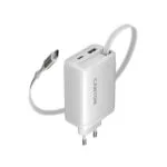 Canyon Φορτιστής Χωρίς Καλώδιο GaN με Θύρα USB-A και Θύρα USB-C και Καλώδιο USB-C 65W Power Delivery Λευκός (CNS-CURC65ACW)